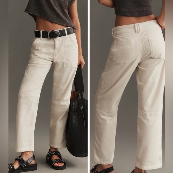Anthropologie The Wanderer Relaxed-Leg Corduroy Pants by Pilcro size 28 Cream - Picture 1 of 7